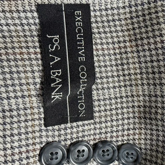 Jos A Bank Executive Blazer Gray Silk Wool 42R Houndstooth Windowpane $395 NWT - Picture 10 of 11